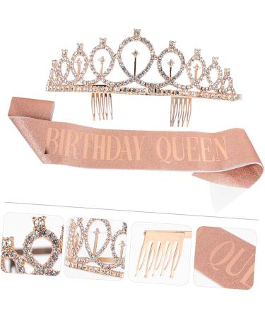 MAGICLULU 3 Sets Party Decoration Scrunchies Wedding Headpiece Bride Happy Birthday Sash Crown Party Decorative Crown Headband Gold Ceremonial Belt Alloy Material - Buy Online on GoSupps.com