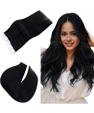 Easyouth Tape in Hair Extensions Black Tape in Extensions Real Hair Remy Tape In Hair Cycle Longing Of course Pech Black Hair 14 inch 40g 20Pcs #1 35 cm 1-20 #1