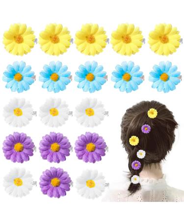 20PCS Daisy Flower Hair Clips Women Sweet Flower Side Hair Clip Small Sun Flower HairPins Mini Flower Hair Clips Bridesmaid Girls Women Hair Accessories for Beach Wedding Decor(4 colors)