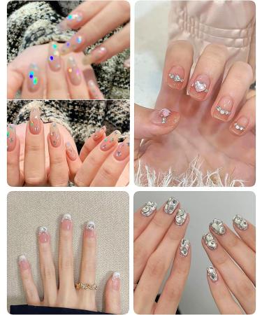 4 Boxes of Rhinestones Semicircular Pearl Nails Rhinestones Sequins AB Crystal Rhinestones Including Wax Pen for Rhinestones and Rhinestone Picks - Buy Online on GoSupps.com