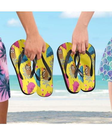 Buy Mnsruu Yellow Owl Umbrella Flip Flops & Sandals - XXL Multicolored Slippers for Home Spa Travel | Men & Women - Buy Online on GoSupps.com