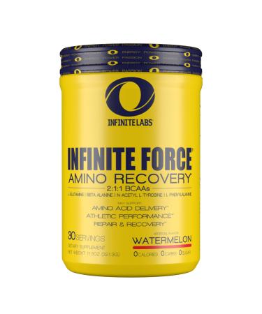 Infinite Force BCAA Amino Recovery 6gms of Amino Acids Caffeine Free Electrolyte Powder for Hydration -30 Servings Watermelon 30 Servings (321 Gram)