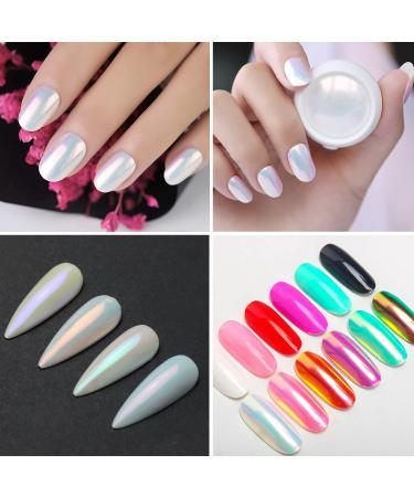 Neon Pearl Chrome Nail Powder - Iridescent Mermaid Fairy Shell Glitter - Aurora Chameleon Manicure Pigment with Tool 0.5g - Buy Online on GoSupps.com