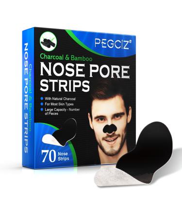 Tiuedu Blackhead Pore Strips 70PCS Men Nose Strips for Black Head Remover Deep Cleansing Charcoal Strips with Instant Blackhead Removal Natural Charcoal Pore Cleaner & Minimizer