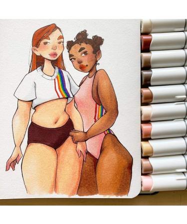 Ohuhu Skin Tone Alcohol Markers Brush Tip - 24 Portrait Skin Colors + Blender - Honolulu - Buy Online on GoSupps.com