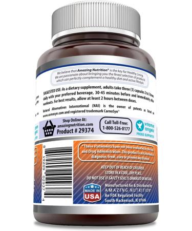 Amazing Formulas Beta Alanine Supplement | 2250 Mg Per Serving | 120 Capsules | Non-GMO | Gluten-Free | Made in USA - Buy Online on GoSupps.com