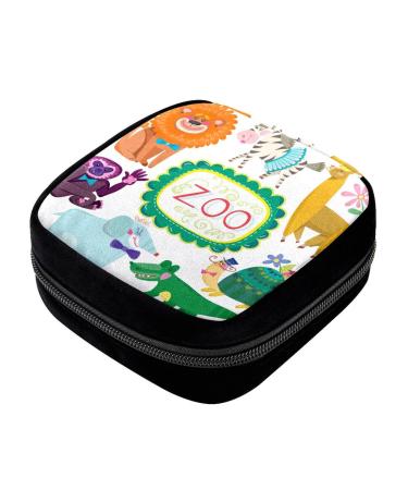 GIAPB Period Bag Sanitary Napkin Storage Bag Pad Holder for Period Makeup Pouch Cartoon Animals Picture Color2391