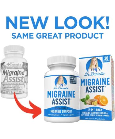 Dr. Danielle Migraine Assist Supplement - 90 Capsules with Magnesium, Quercetin, Feverfew, Butterbur, CoQ10 for Best Migraine Relief - Buy Online on GoSupps.com