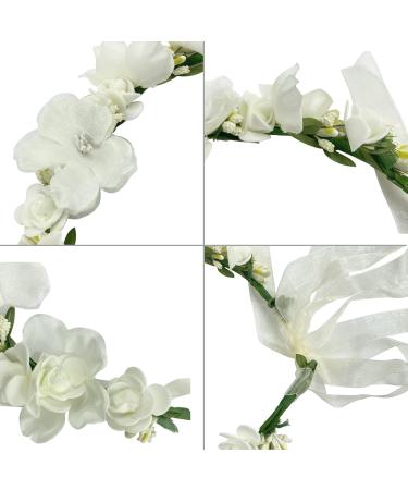 Flower Crown Headband Rattan Vine Wreath Garland for Wedding & Parties - Handmade Floral Hair Hoop for Girls & Kids - 2 Pack Beige Tone - Buy Online on GoSupps.com