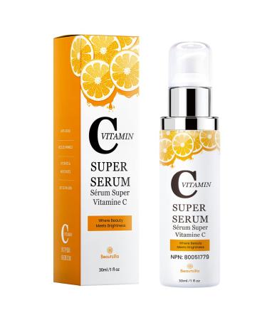 Super Vitamin C Serum for Face with Hyaluronic Acid and Vitamin E - Age-Defying Serum for Dark Spots Fine Lines Wrinkles for Women Over 50 Penetrating For Mature Skin All-in-One Formula - 1 fl oz