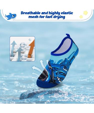 Kids Beach Swim Water Shoes | Non-Slip Aqua Socks for Boys & Girls | Quick Dry Barefoot for Pool, Surfing, Yoga | Big Shark Design | UK 5.5/6 Child - Buy Online on GoSupps.com