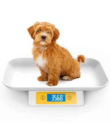 Digital Pet Scale for Puppy and Cats, Puppy Whelping Supplies Scale, Weigh Capacity 33 lbs (0.03oz), Removable Tray Size 13.4 x 9.5 Inch, A Pet Scale for Adult Cats and Small Animals Yellow
