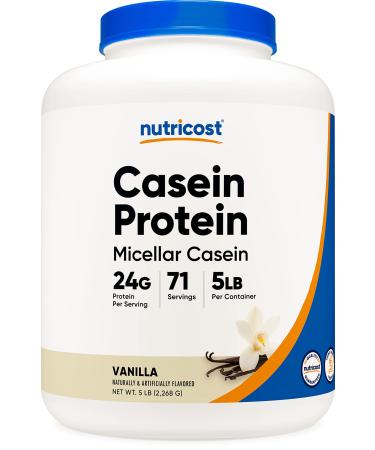 Nutricost Casein Protein Powder 5lb Vanilla - Micellar Casein, Gluten Free, Non-GMO 5 Pound (Pack of 1) Vanilla