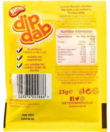 Barratt Dip Dab Strauberry Lolly 50 x 23g - Buy Online on GoSupps.com
