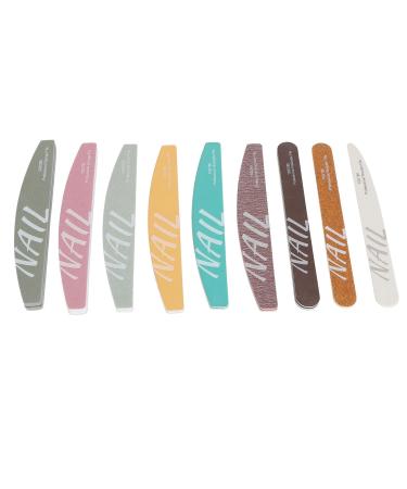 Nail Files 9 Pieces Washable Nail Files Set of Different Shapes Gel Nail Manicure Tools