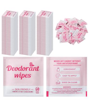 Timgle 100 Pcs Travel Deodorant Wipes Individually Wrapped Armpit Antiperspirant Deodorant Sweat Body Wipes for Women Men Teens Sports Travel Cleanse Skin and Underarm Excessive Sweating(Rose)