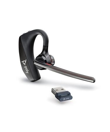 Poly Voyager 5200 UC Wireless Headset & Charging Case (Plantronics) - Single-Ear Bluetooth Headset w/Noise-Canceling Mic - Connect Mobile/Mac/PC via Bluetooth - Works w/Teams, Zoom - Amazon Exclusive