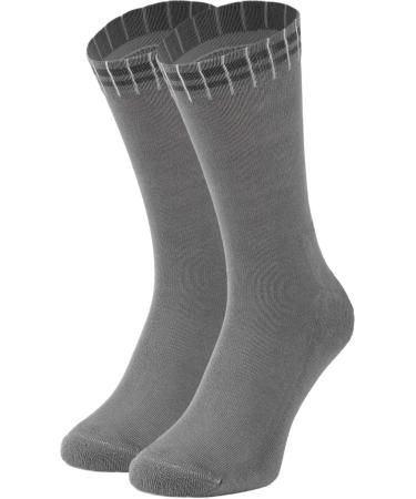 Mens Cotton Diabetic Cushioning Crew Socks Breathable Non-binding Seamless Toe Light Grey Gray 2