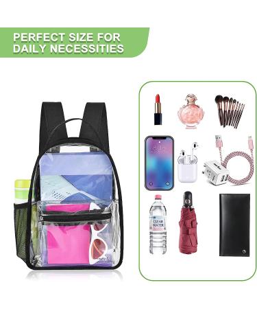 AROUVOG Mini Clear Stadium Backpack - Small Transparent Bag for Sports & Travel (Black) - Buy Online on GoSupps.com