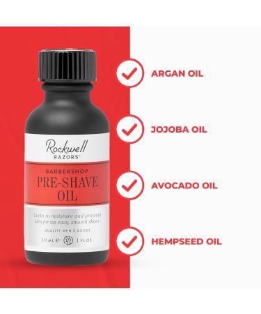 Rockwell Razors Pre-Shave Oil - Barbershop Scent | Moisturizing Jojoba Argan Avocado & Green Tea Oils | Protects Against Irritation & Razor Burn | All-Natural Skin Care for All Skin Types - International Shipping Available - Buy Online on GoSupps.com