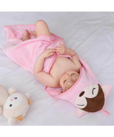 COOKY.D Bamboo Hooded Baby Bath Towel Toddler Wearable Blanket | Pink Fox 75x75cm - Buy Online on GoSupps.com