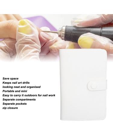 Nail Tip Container Bag Portable 37 Slot PU Nail Drill Bit Organizer Bag for Salon (White) - Buy Online on GoSupps.com