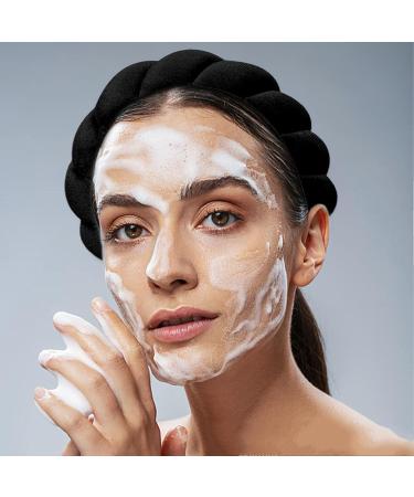 SEPIU Spa Headband for Women - Soft Sponge Fabric Puffy Headband for Skincare, Makeup Removal, and Shower - Black - Buy Online on GoSupps.com