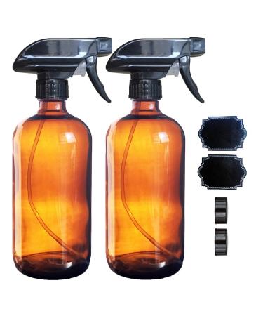 N /A 2 SPACK 16OZ /500ML Spray bottle glass with label plastic sprayer triggers with fog and jet mode spray container for essential oils perfume 2 * 500ml