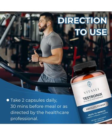 VITASEI Testronix Performance Supplement for Men - Energy and Muscle Supplements for Mens Health - 60 Capsules (Pack of 2) 60 Count (Pack of 2) - Buy Online on GoSupps.com