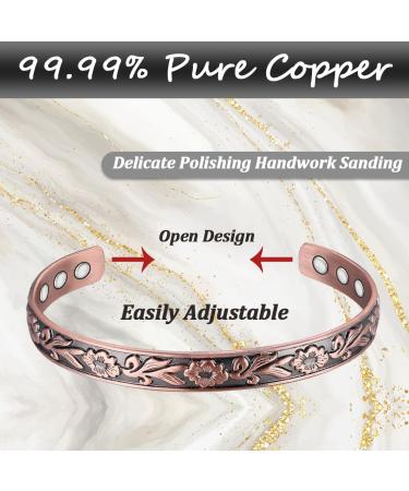 Vicmag Copper Magnetic Bracelet for Women | 99.99% Pure Copper | 6X Ultra Strength Magnets | Adjustable Size | Gift Box Included - Buy Online on GoSupps.com