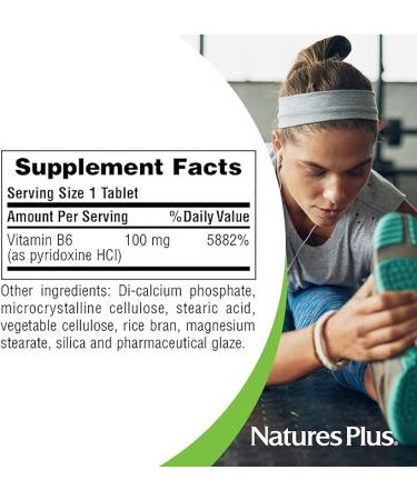 NaturesPlus Vitamin B6 (Pyridoxine HCI) 100mg - 90 Vegetarian Tablets | Energy & Metabolism Booster | Hair Skin & Nails | Memory  Mood & Immune Support | Gluten-Free - Buy Online on GoSupps.com