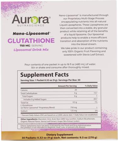 Aurora Nutrascience Nano-Liposomal Powdered 750 mg - 30 Packets - Buy Online on GoSupps.com