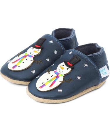 Dotty Fish Soft Leather Baby Shoes | Boys Toddler Shoes | Non Slip Animal Designs | 0-6 Months - 4-5 Years | Frosty Snowman - Buy Online on GoSupps.com