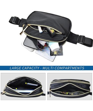 Plus Size Black Fanny Pack for Women Men - Cute Adjustable Waist Belt Bag with 5 Pockets for Travel and Running - Buy Online on GoSupps.com