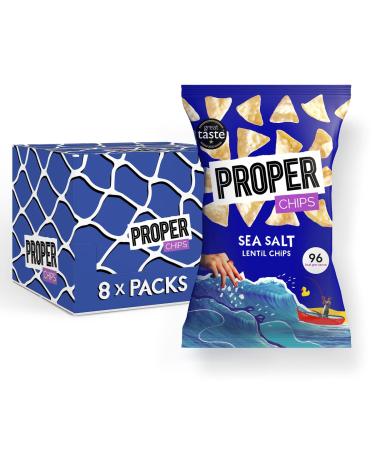 PROPER CHIPS Lot de 8 sachets de chips de sel de mer v g taliens sans gluten 85 g Sel de mer 85 g (Lot de 8)