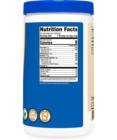 Nutricost Organic Barley Grass Juice Powder 1 LB (16oz) | USDA Certified Organic - Buy Online on GoSupps.com