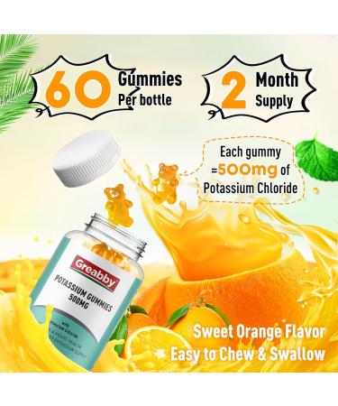 GREABBY Potassium Gummies & Magnesium Gummies Potassium Chloride 500mg Magnesium Glycinate 500mg Mineral Supplements for Family - Buy Online on GoSupps.com