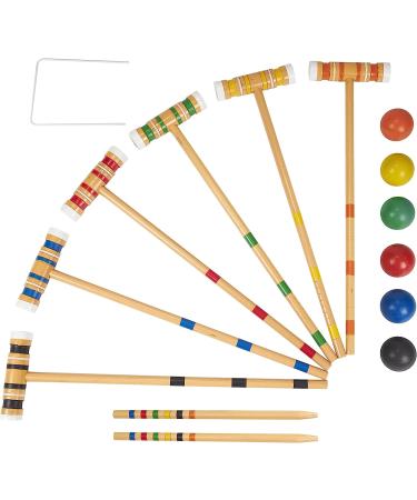 Family Croquet Set with Bag - 6-Player Backyard Lawn Game with Mallets, Balls, Wickets, and Stakes - Indoor/Outdoor Yard Fun - Buy Online on GoSupps.com