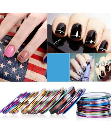 Tvoip 64 Rolls Nail Striping Tape Set | 32 Colors + 2 Tape Dispensers | Nail Art Decoration Stickers - Buy Online on GoSupps.com