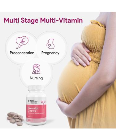 Nutri Supreme Prenatal Vitamin Chewable - 800 MCG Folate - Complete Pregnancy Multivitamin - Iron - Kosher Cherry Flavor - 90 Count Pack of 1 - Buy Online on GoSupps.com