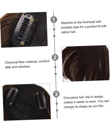 POPETPOP Bang Clip French Barrette Clip on Air Bangs Thick Bangs Hair Clip Wispy Bangs Hair Pin Flat Wig with Bang Fake Hair Bangs High Temperature Wire European and American Woman Extend 25X15X2CM Light Brown - Buy Online on GoSupps.com