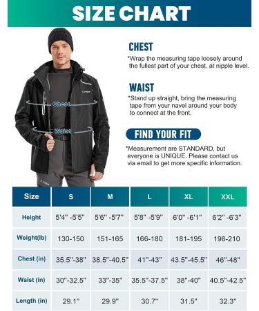 Ewedoos Men's Windproof Waterproof Ski Jacket with Detachable Hood - Black, Large - Buy Online on GoSupps.com