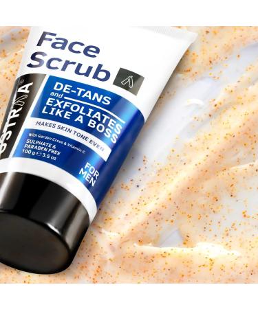 De-Tan Face Scrub for Men - 100g Exfoliation with Walnut Granules | Sulphate & Paraben Free - Buy Online on GoSupps.com
