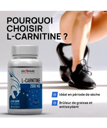 L-CARNITINE 2000mg - L Carnitine Semi-Essential Amino Acid Antioxidant Energy Aids in the burning of adipose tissue 120 capsules - Eric Favre - Buy Online on GoSupps.com