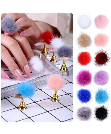3D Fluffy Pom Balls Nail Charms Kit | 24 Pieces with Magnetic Detachable Plush Pom Poms | Storage Box Included | Nail Art DIY for Girls and Women - Buy Online on GoSupps.com