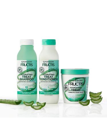 Garnier Fructis Hydrating Treat Shampoo and Conditioner - Aloe Infused, 98% Naturally Derived Ingredients - Nourishing and Hydrating for Normal Hair - 11.8 oz each - Buy Online on GoSupps.com