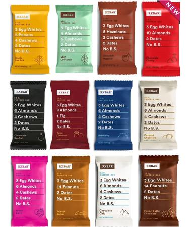 RXBAR Real Food 12g Protein Bar, Assorted Variety Pack, Gluten-free, 1.83 oz, (Variety, 24 Count)