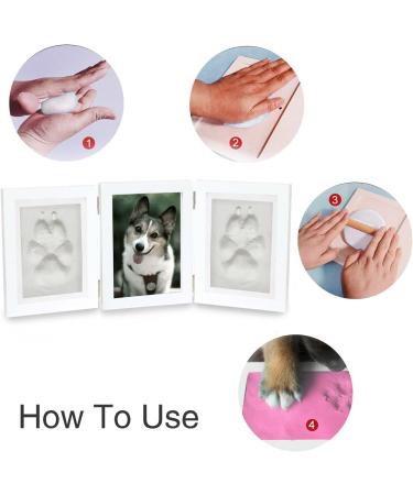 Pet Memorial Frames - Paw Print Keepsake Triple Folding Photo Frame with Clay Imprint Kit (White) | Perfect for Cat or Dog Memorabilia - Buy Online on GoSupps.com