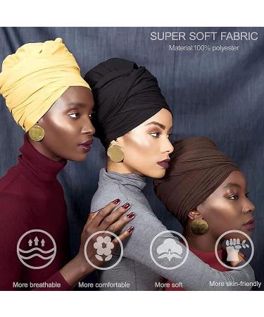CLSHES Headwraps for Black Women - 4 Piece Stretch Jersey Turban Set in Black White Camel Wine Red - Buy Online on GoSupps.com
