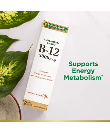 Nature's Bounty Vitamin B12 5000 Mcg Sublingual Liquid for Cardiovascular Health & Cellular Energy Support - 2 Fl Oz (Pack of 1) - Buy Online on GoSupps.com